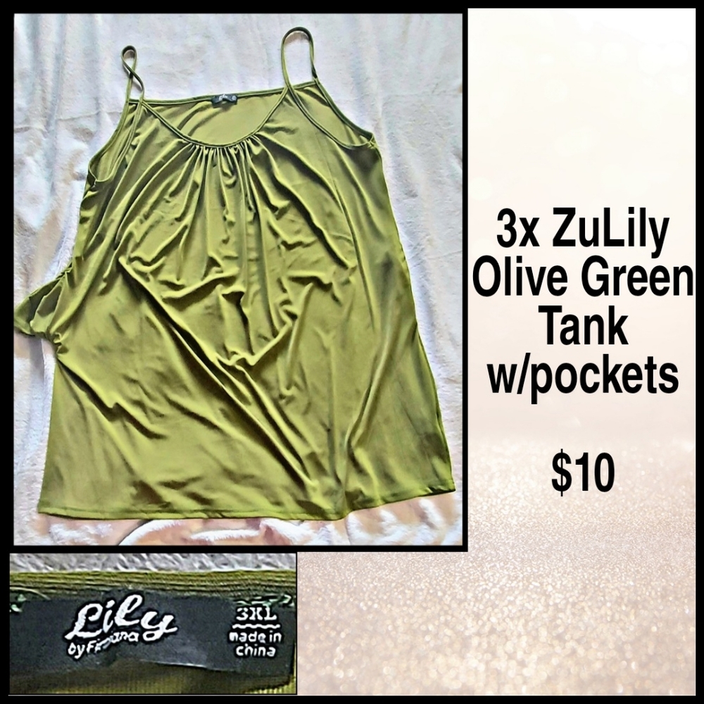 Zu-Lily 3x Olive Tank w/ Pockets